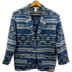 Vintage Allison Tracy Western Navajo Pattern Blazer Jacket Small Cotton Blend Bl